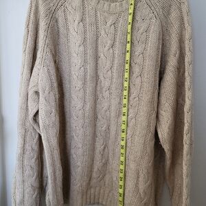 St. John's Bay Men's Cable Knit Sweater - Beige 35% Wool